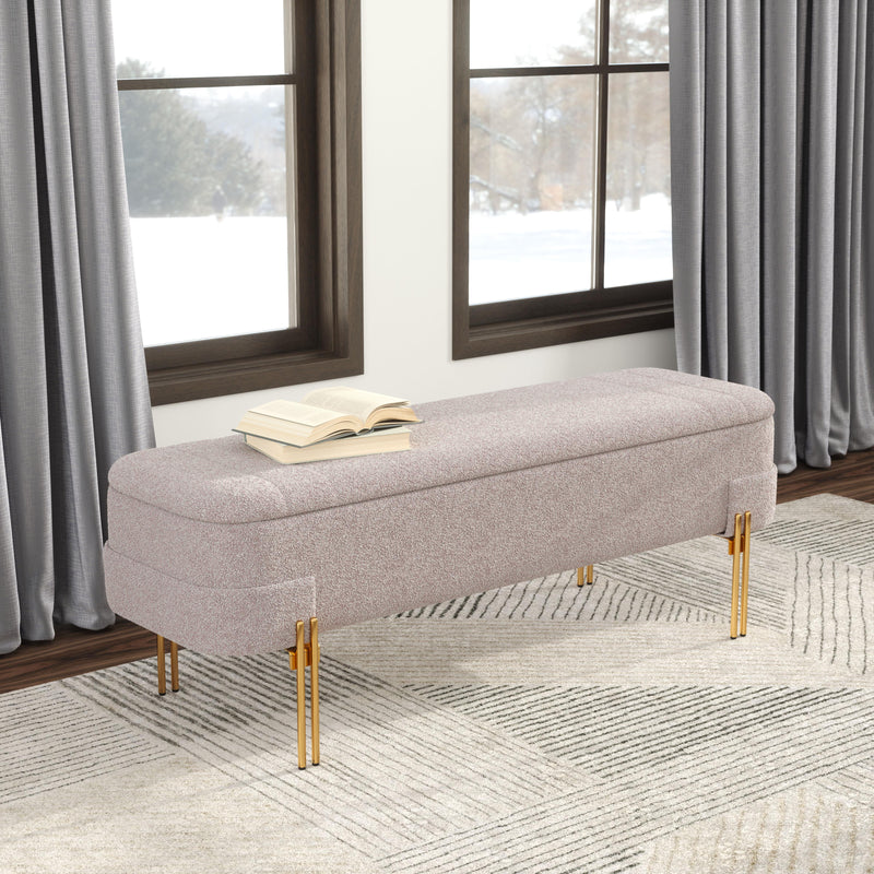  Zuo Lebreton 110082 Storage Bench - Oatmeal Beige IMAGE 8