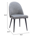  Zuo Silloth 110118 Armless Dining Chair - Grey IMAGE 8
