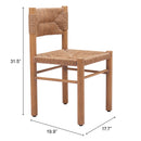  Zuo Iska 704050 Dining Chair - Natural IMAGE 11