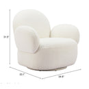  Zuo Pilka 110280 Swivel Chair - White IMAGE 10