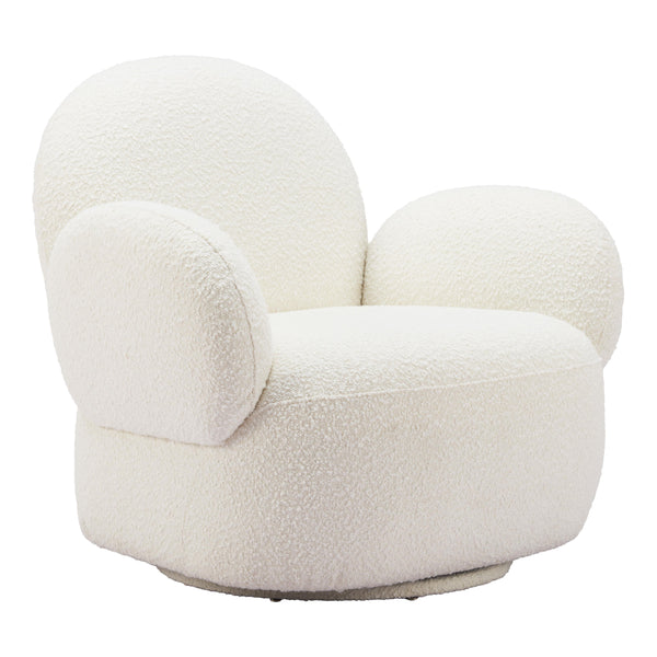  Zuo Pilka 110280 Swivel Chair - White IMAGE 1