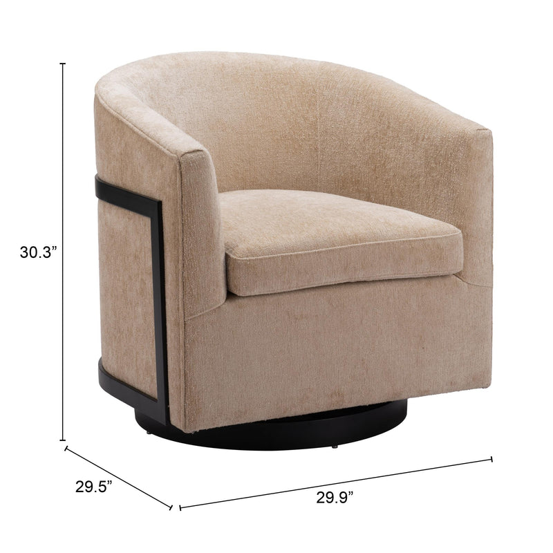  Zuo Hanko 110009 Swivel Chair - Golden Beige IMAGE 8