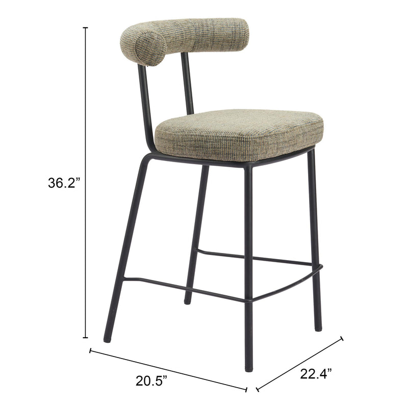  Zuo Kede 110099 Counter Stool - Green Tweed IMAGE 8