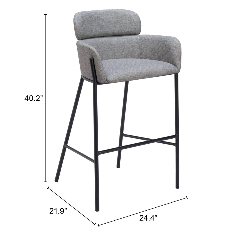  Zuo Bremor 110173 Barstool - Slate Grey IMAGE 9