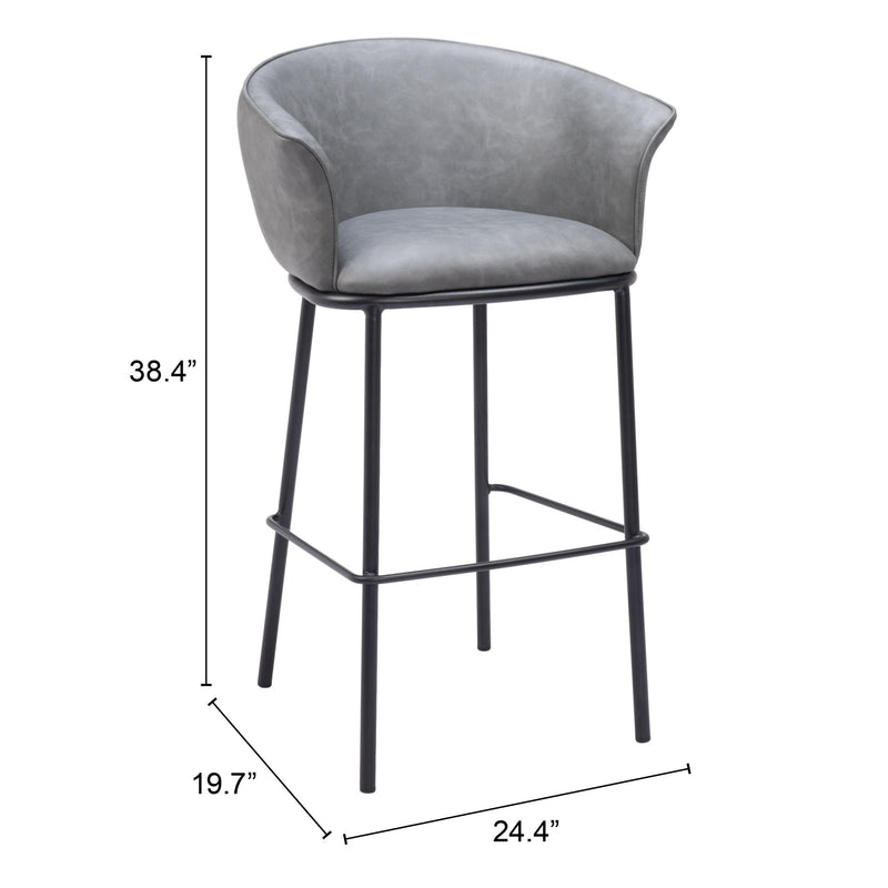  Zuo Garston 110177 Barstool - Grey IMAGE 8