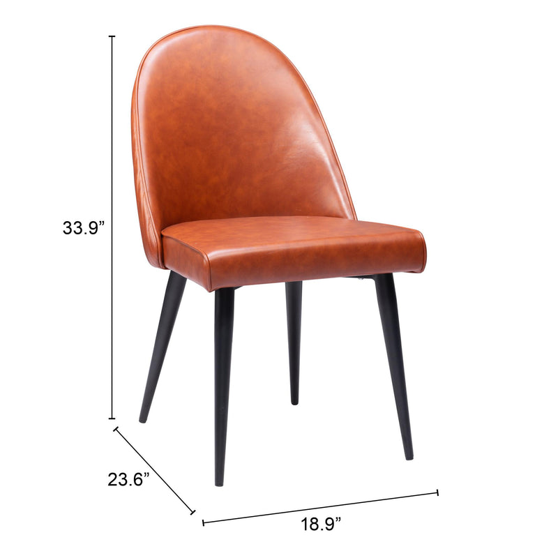  Zuo Silloth 110119 Armless Dining Chair - Brown IMAGE 8