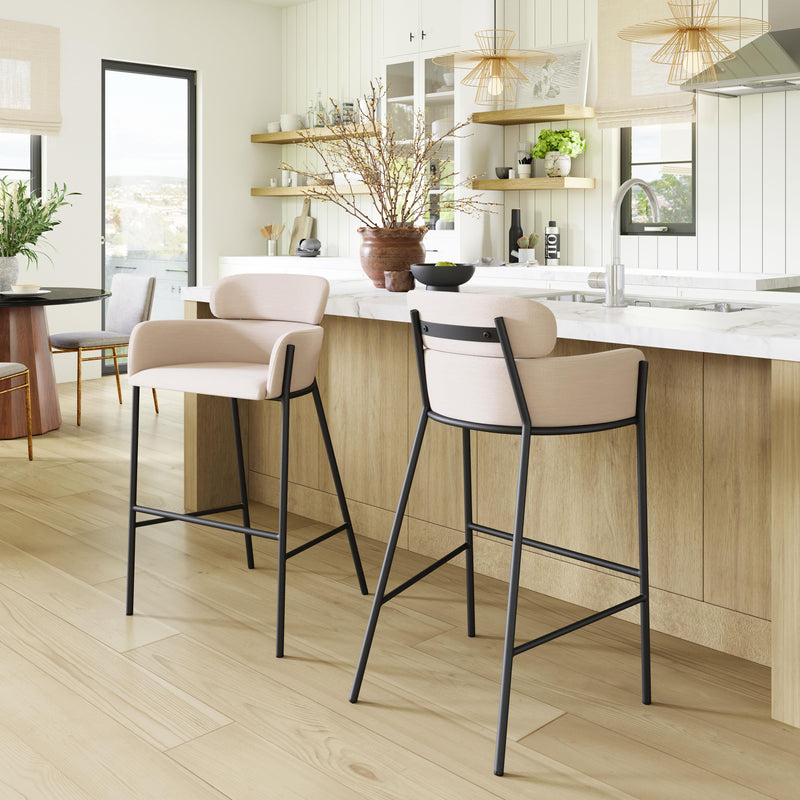  Zuo Bremor 110174 Barstool - Beige IMAGE 8