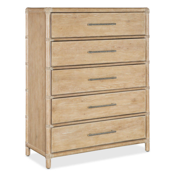 Hooker Furniture 6950-90210-80 Retreat Pole Rattan Five-Drawer Chest IMAGE 1