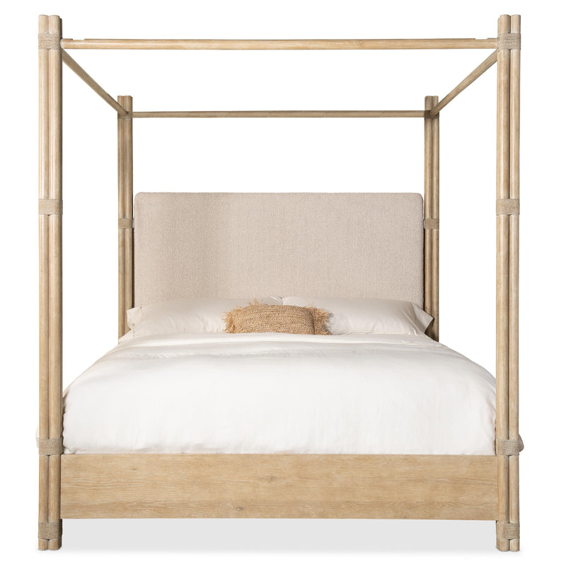 Hooker Furniture 6950-90460-80 Retreat Pole Rattan Cal King Upholstered Poster Bed withCanopy IMAGE 2