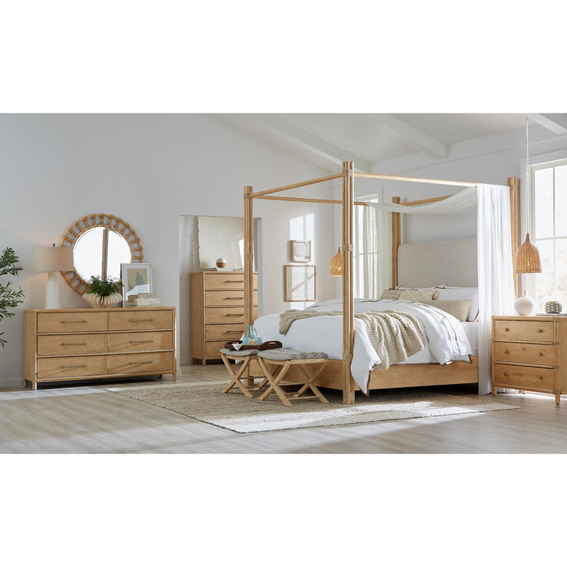 Hooker Furniture 6950-90460-80 Retreat Pole Rattan Cal King Upholstered Poster Bed withCanopy IMAGE 5