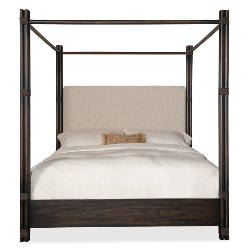 Hooker Furniture 6950-90460-99 Retreat Pole Rattan Cal King Upholstered Poster Bed withCanopy IMAGE 2