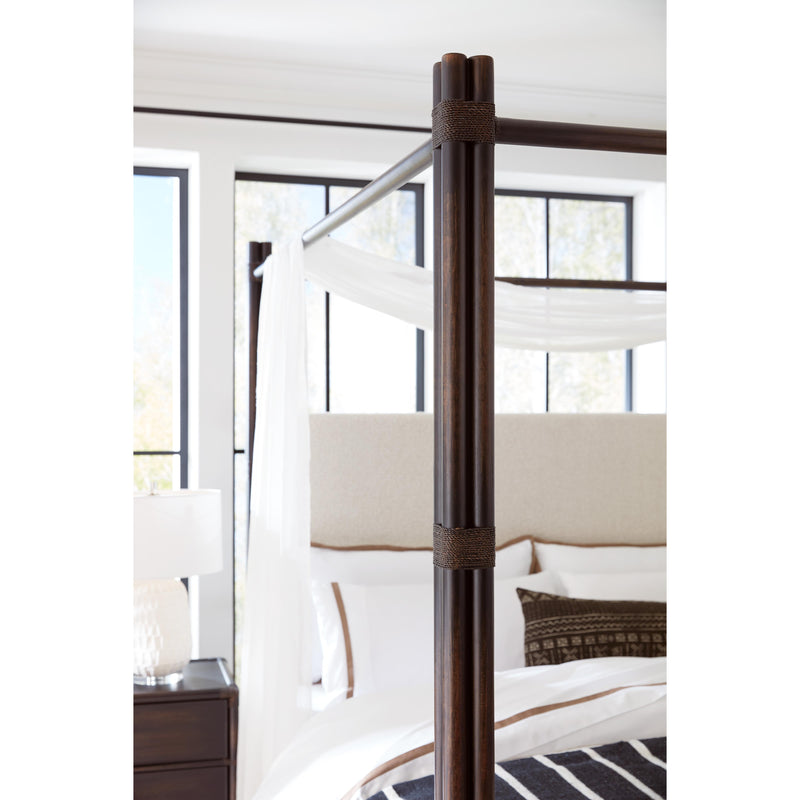 Hooker Furniture 6950-90460-99 Retreat Pole Rattan Cal King Upholstered Poster Bed withCanopy IMAGE 3