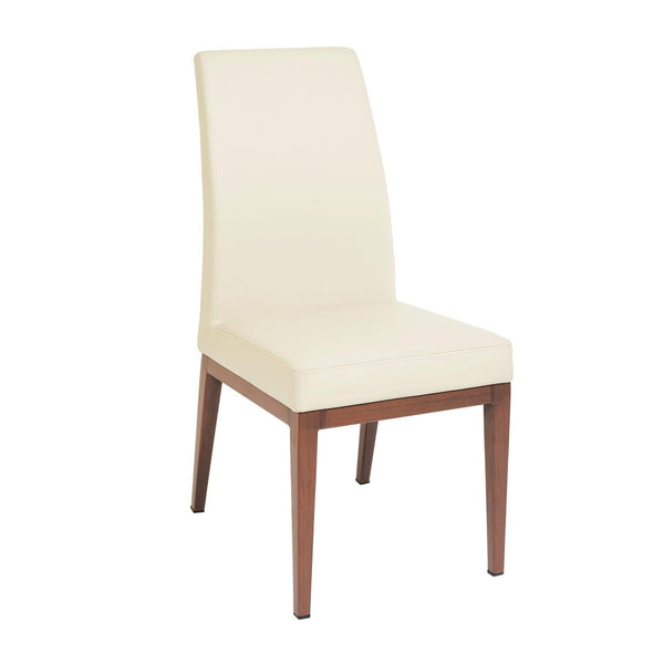 Furnishings' Mate DC 357-CR-BW Erika Chair In Cream PU On Black Walnut Base IMAGE 1