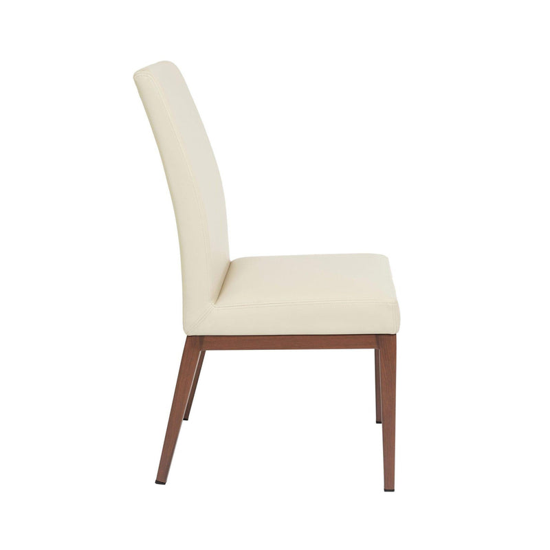 Furnishings' Mate DC 357-CR-BW Erika Chair In Cream PU On Black Walnut Base IMAGE 3