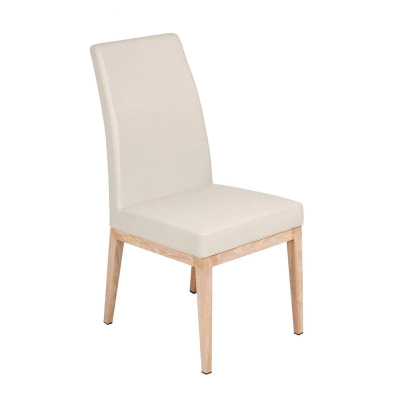 Furnishings' Mate DC 357-CR-WO Erika Chair In Cream PU On White Oak Base IMAGE 1