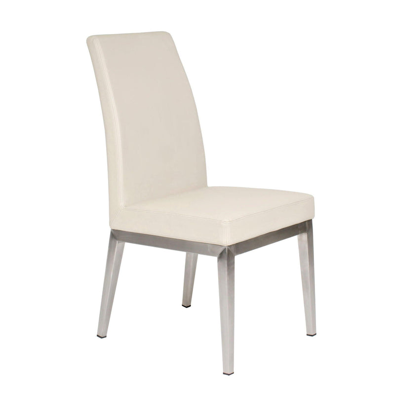 Furnishings' Mate DC 357-CR-SS Erika Chair In Cream PU On Brushed Stainless Steel Base IMAGE 1