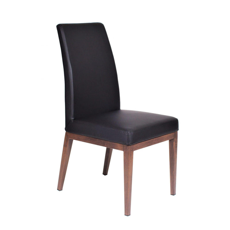 Furnishings' Mate DC 357-BL-BW Erika Chair In Black PU On Black Walnut Base IMAGE 1