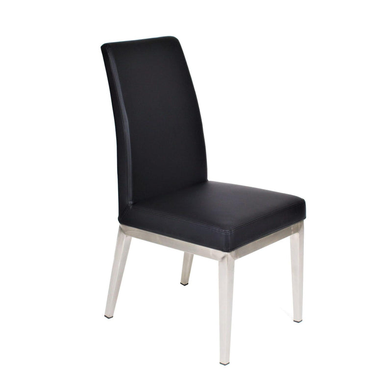 Furnishings' Mate DC 357-BL-SS Erika Chair In Black PU On Brushed Stainless Steel Base IMAGE 1