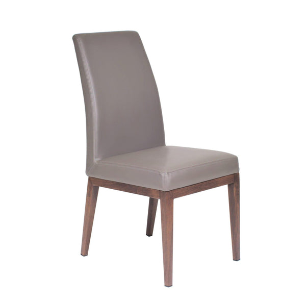 Furnishings' Mate DC 357-GR-BW Erika Chair In Grey PU On Black Walnut Base IMAGE 1