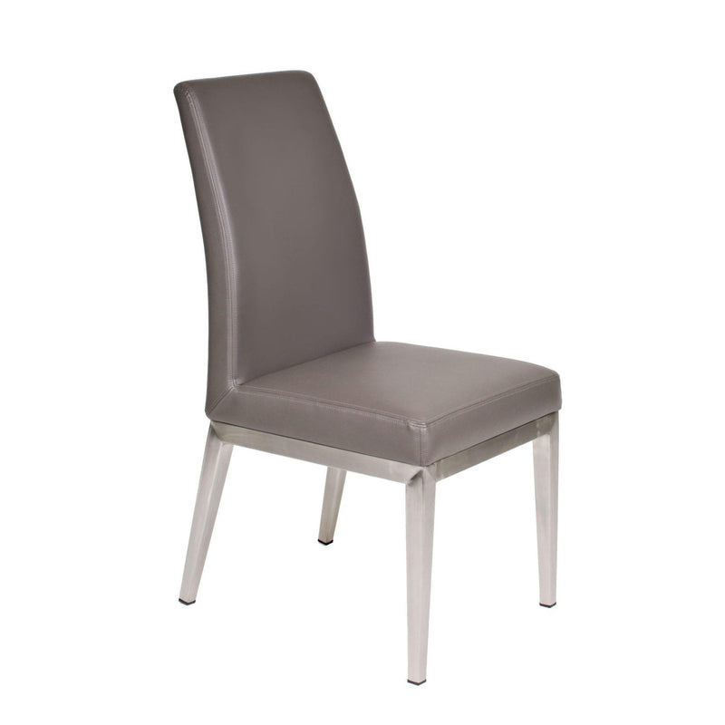 Furnishings' Mate DC 357-GR-SS Erika Chair In Grey PU On Brushed Stainless Steel Base IMAGE 1