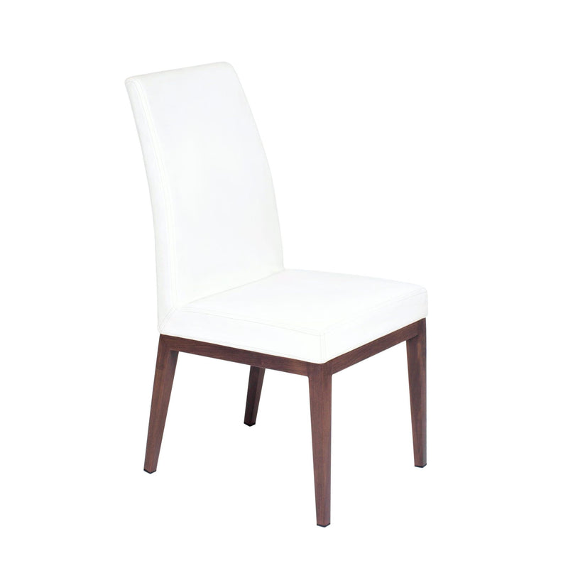 Furnishings' Mate DC 357-WH-BW Erika Chair In White PU On Black Walnut Base IMAGE 1