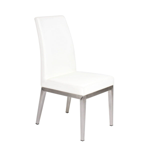 Furnishings' Mate DC 357-WH-SS Erika Chair In White PU On Brushed Stainless Steel Base IMAGE 1