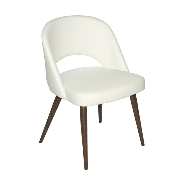 Furnishings' Mate DC T11-WH-BW Henrick Chair In White PU On Black Walnut Base IMAGE 1