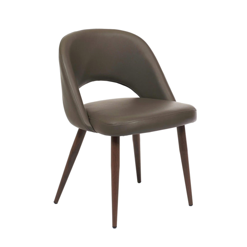 Furnishings' Mate DC T11-GR-BW Henrick Chair In Grey PU On Black Walnut Base IMAGE 1