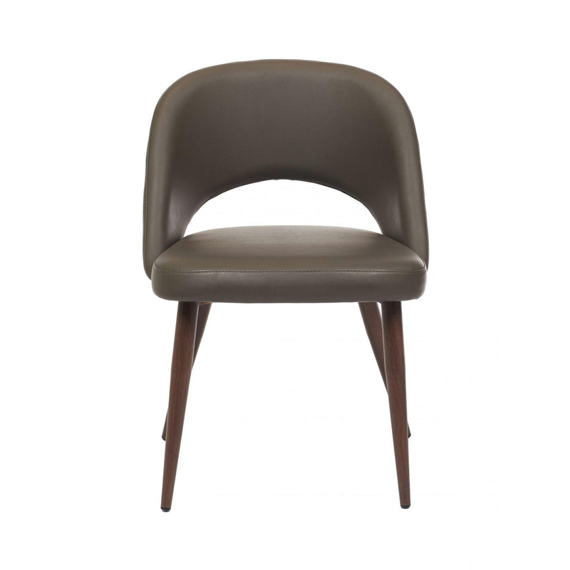 Furnishings' Mate DC T11-GR-BW Henrick Chair In Grey PU On Black Walnut Base IMAGE 2