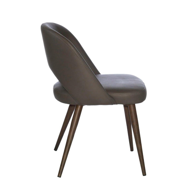 Furnishings' Mate DC T11-GR-BW Henrick Chair In Grey PU On Black Walnut Base IMAGE 3