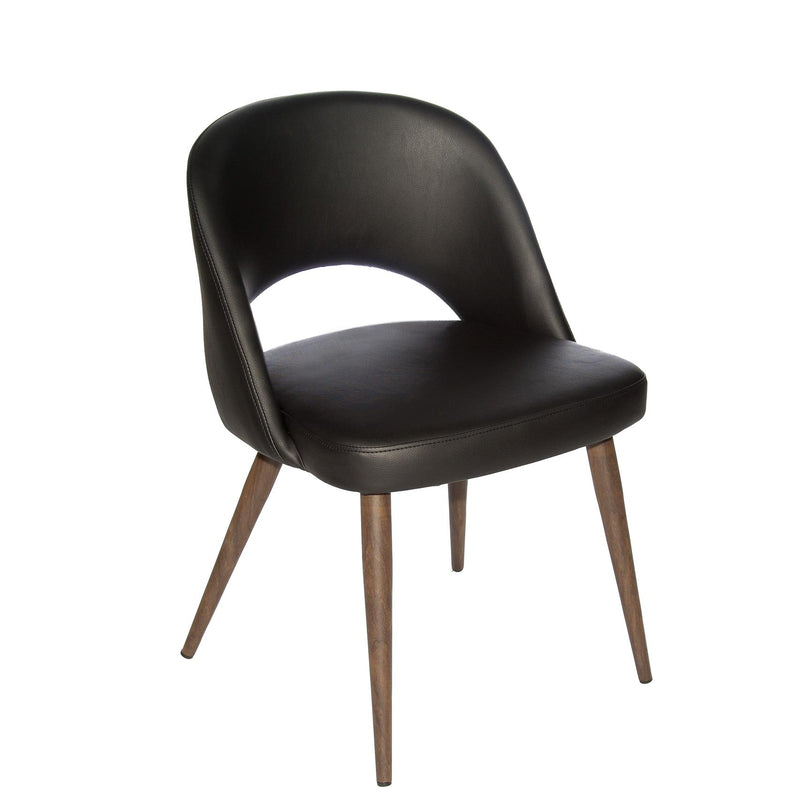 Furnishings' Mate DC T11-BL-BW Henrick Chair In Black PU On Black Walnut Base IMAGE 1