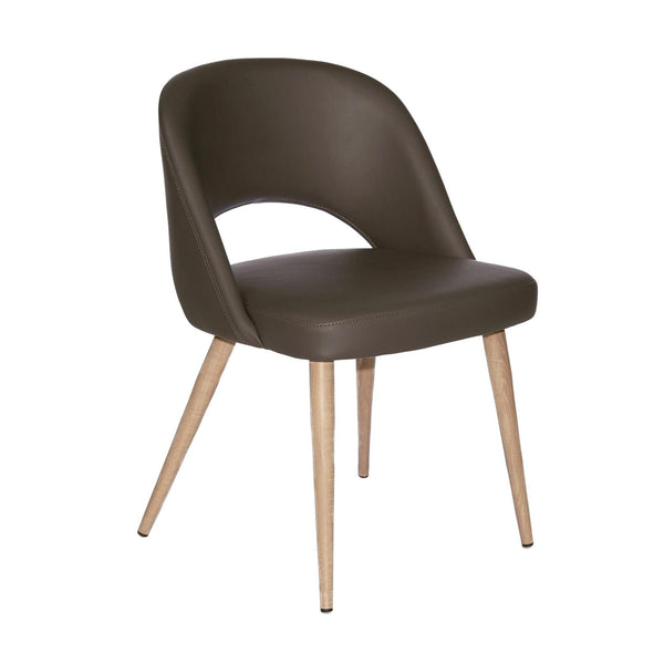 Furnishings' Mate DC T11-GR-WO Henrick Chair In Grey PU On White Oak Base IMAGE 1