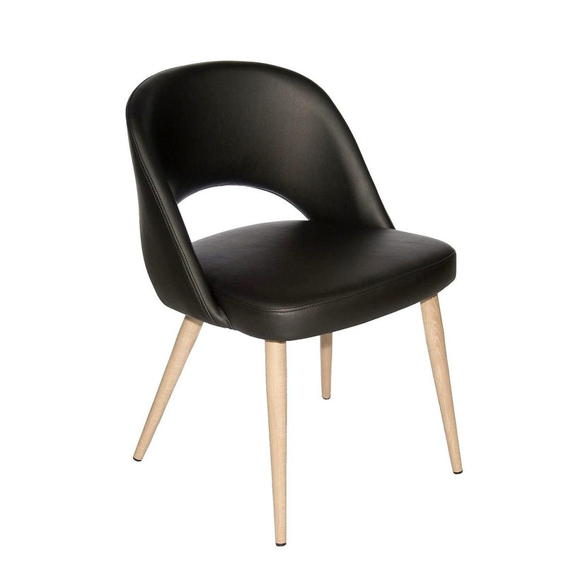 Furnishings' Mate DC T11-BL-WO Henrick Chair In Black PU On White Oak Base IMAGE 1