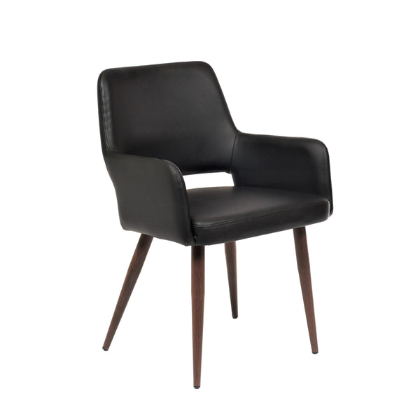 Furnishings' Mate DC T16-BL-BW  Isaac Chair In Black PU On Black Walnut Base IMAGE 1