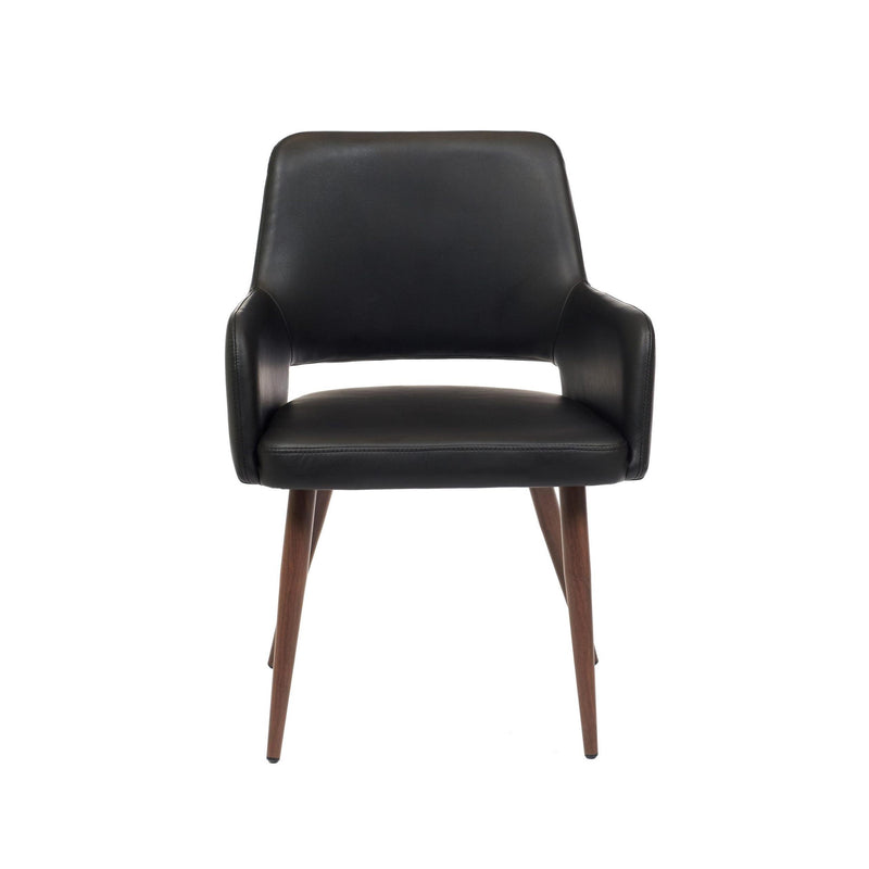 Furnishings' Mate DC T16-BL-BW  Isaac Chair In Black PU On Black Walnut Base IMAGE 2