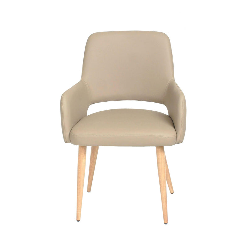 Furnishings' Mate DC T16-LT-WO  Isaac Chair In Lite Taupe PU On White Oak Base IMAGE 1