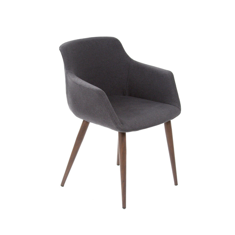 Furnishings' Mate DC 345-GF-BW Owen Chair In Graphite Fabric On Black Walnut Base IMAGE 1