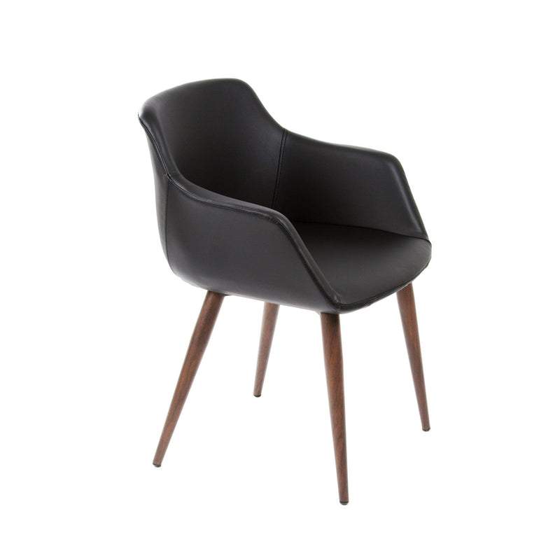 Furnishings' Mate DC 345-BL-BW Owen Chair In Black PU On Black Walnut Base IMAGE 1