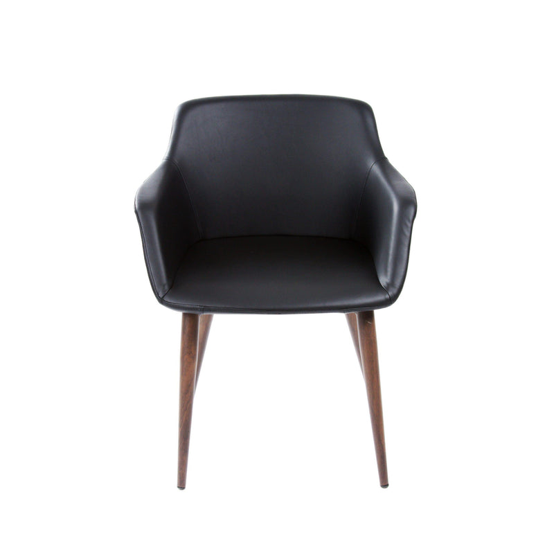 Furnishings' Mate DC 345-BL-BW Owen Chair In Black PU On Black Walnut Base IMAGE 2