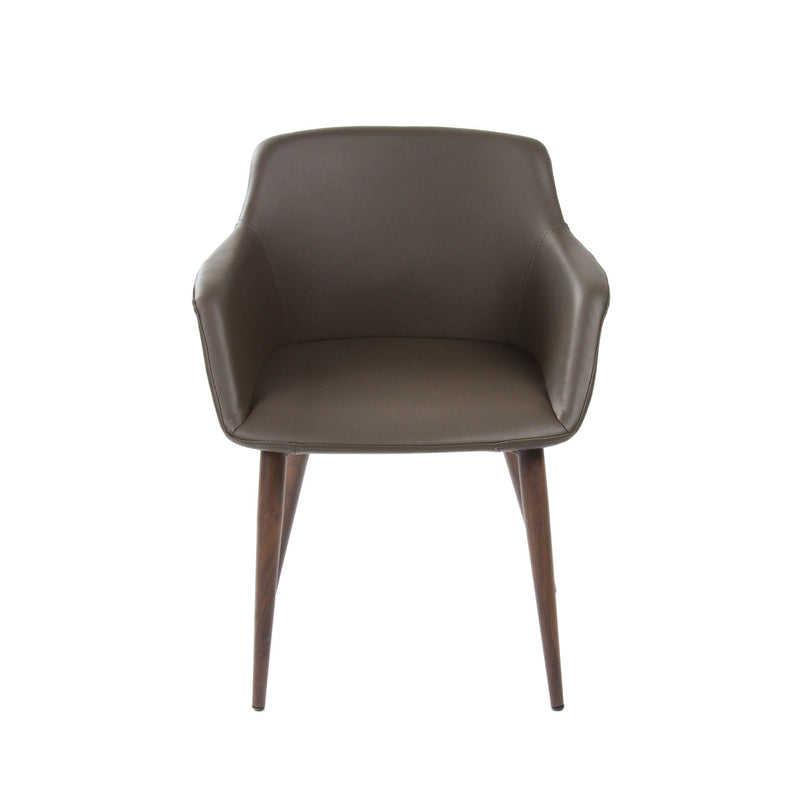 Furnishings' Mate DC 345-GR-BW Owen Chair In Grey PU On Black Walnut Base IMAGE 2