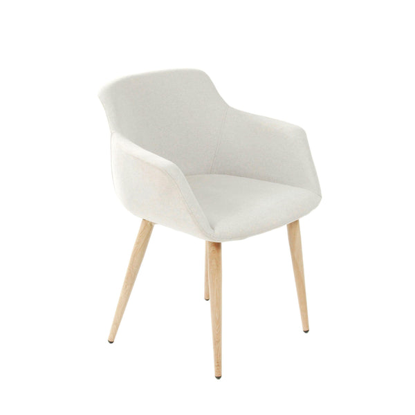 Furnishings' Mate DC 345-DF-WO Owen Chair In Dove Fabric On White Oak Base IMAGE 1