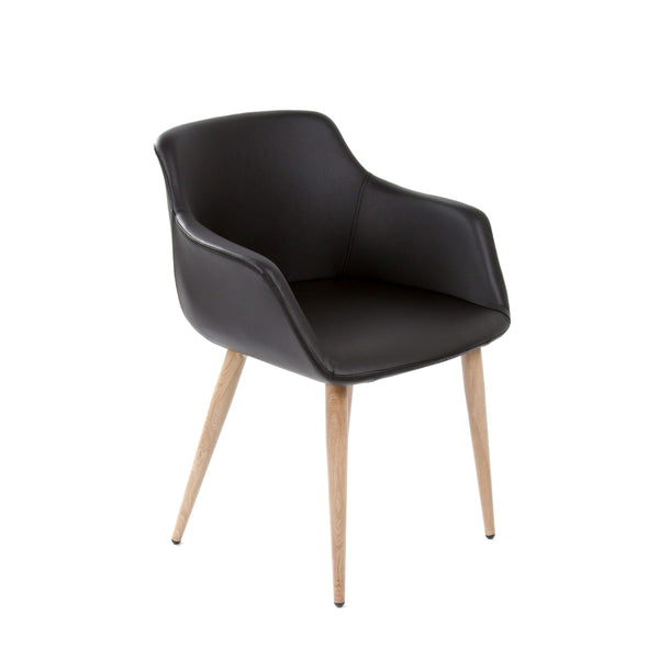 Furnishings' Mate DC 345-BL-WO Owen Chair In Black PU On White Oak Base IMAGE 1