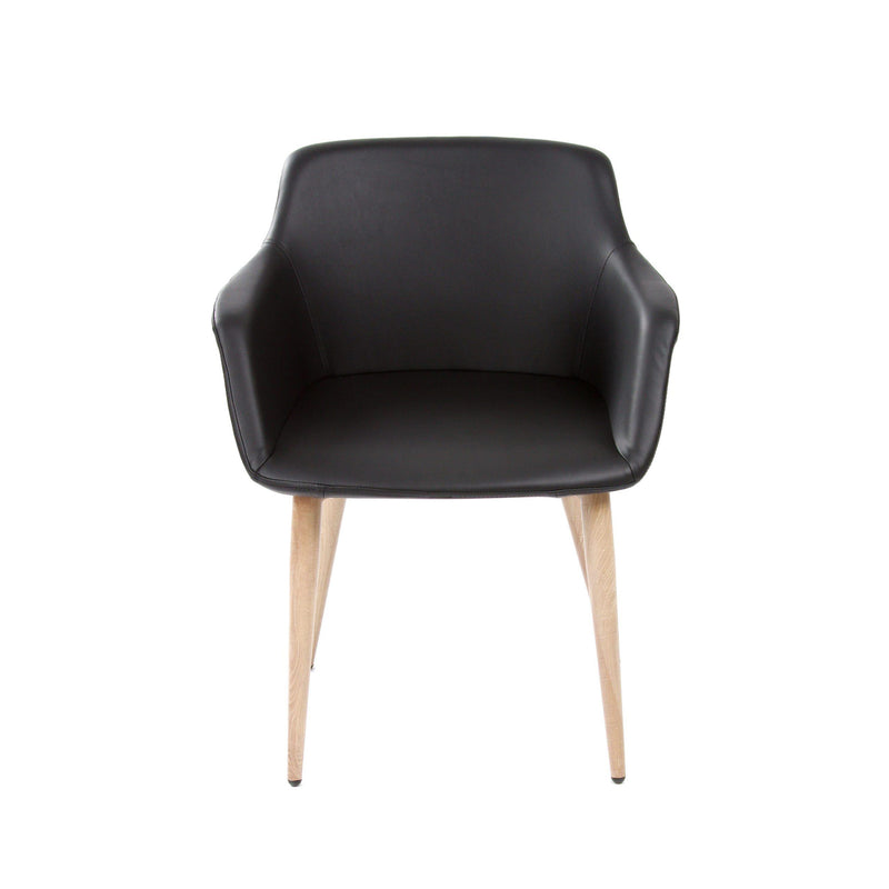 Furnishings' Mate DC 345-BL-WO Owen Chair In Black PU On White Oak Base IMAGE 2