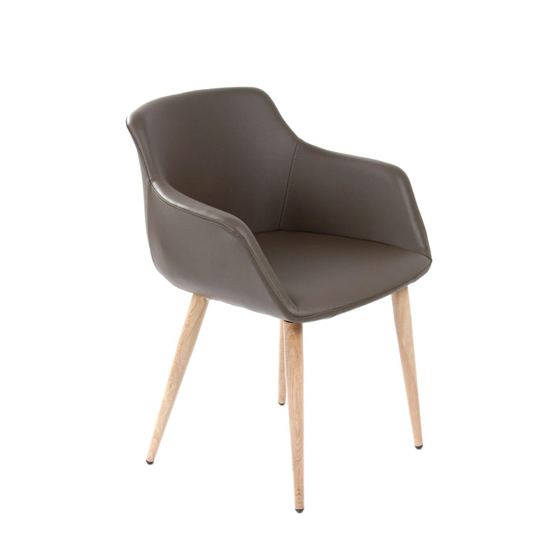 Furnishings' Mate DC 345-GR-WO Owen Chair In Grey PU On White Oak Base IMAGE 1