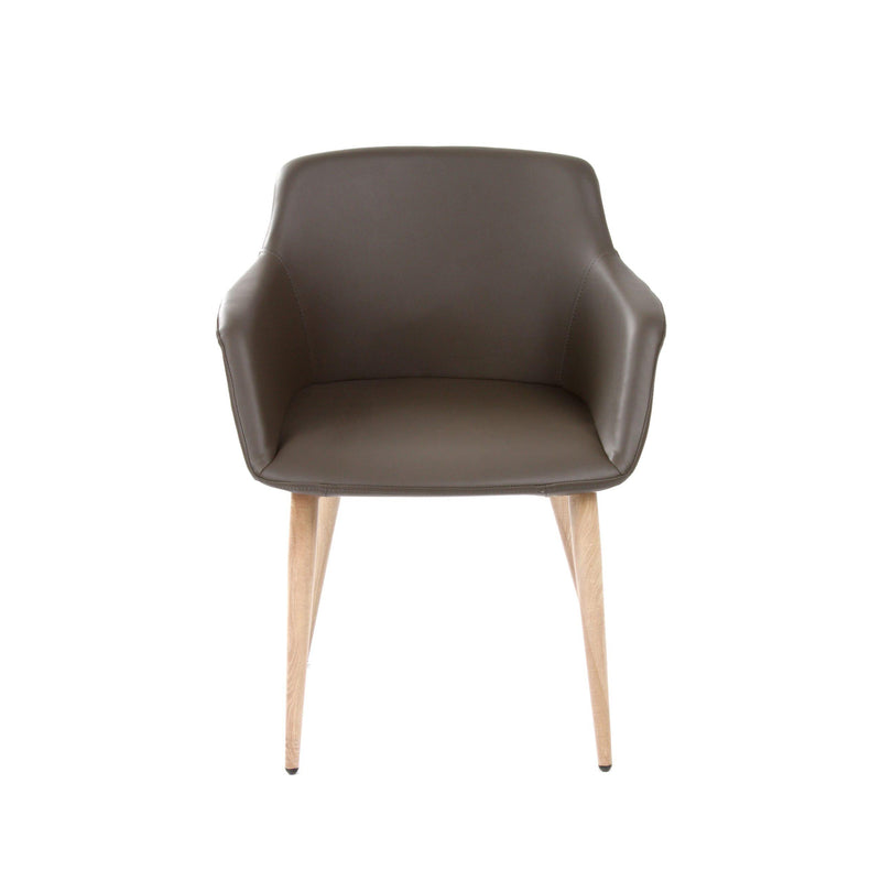 Furnishings' Mate DC 345-GR-WO Owen Chair In Grey PU On White Oak Base IMAGE 2