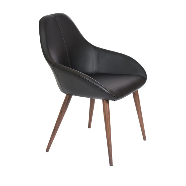 Furnishings' Mate DC T14-BL-BW Shindig Chair In Black PU On Black Walnut Base IMAGE 1