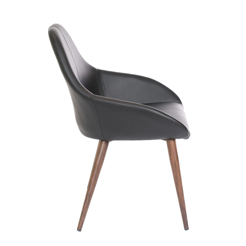 Furnishings' Mate DC T14-BL-BW Shindig Chair In Black PU On Black Walnut Base IMAGE 3