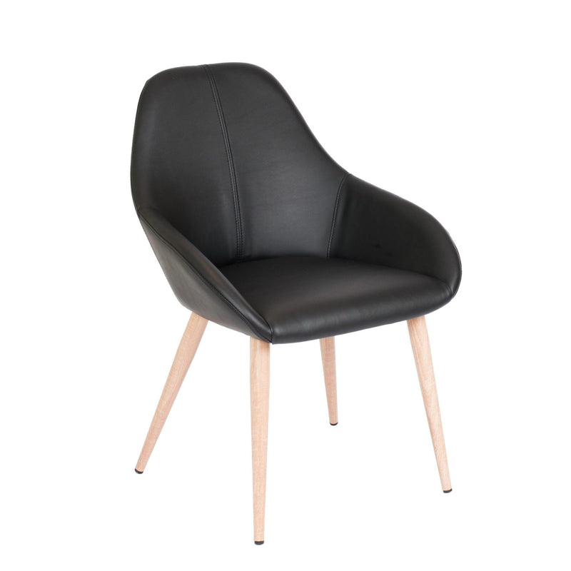 Furnishings' Mate DC T14-BL-WO Shindig Chair In Black PU On White Oak Base IMAGE 1