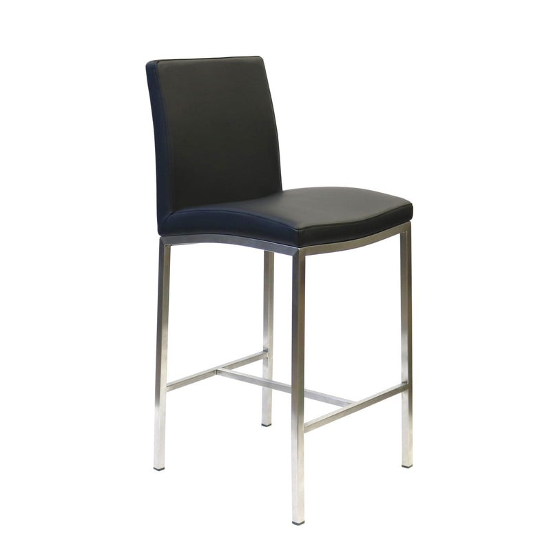 Furnishings' Mate BS 058-BL-SS Adam Counter Stool In Black PU On Stainless Steel Frame IMAGE 1