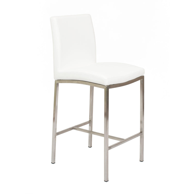 Furnishings' Mate BS 058-WH-SS Adam Counter Stool In White PU On Stainless Steel Frame IMAGE 1